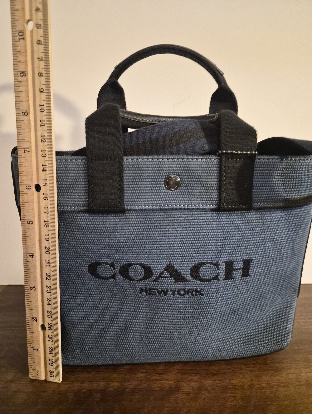 COACH Blue Canvas Mini Tote with Black Accents